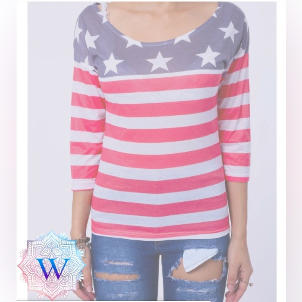 Independence Day Fade 3/4 Sleeve - Size Large - NWOT